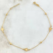 Tobillera Aro Seguido Estrella 2.1gr / 24cm-25cm / 1.4mm Bolas Lisas 3mm Oro Amarillo +4 18K