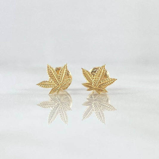 Stud Earrings Leaf 0.75gr / 7.5mm 18K Yellow Gold