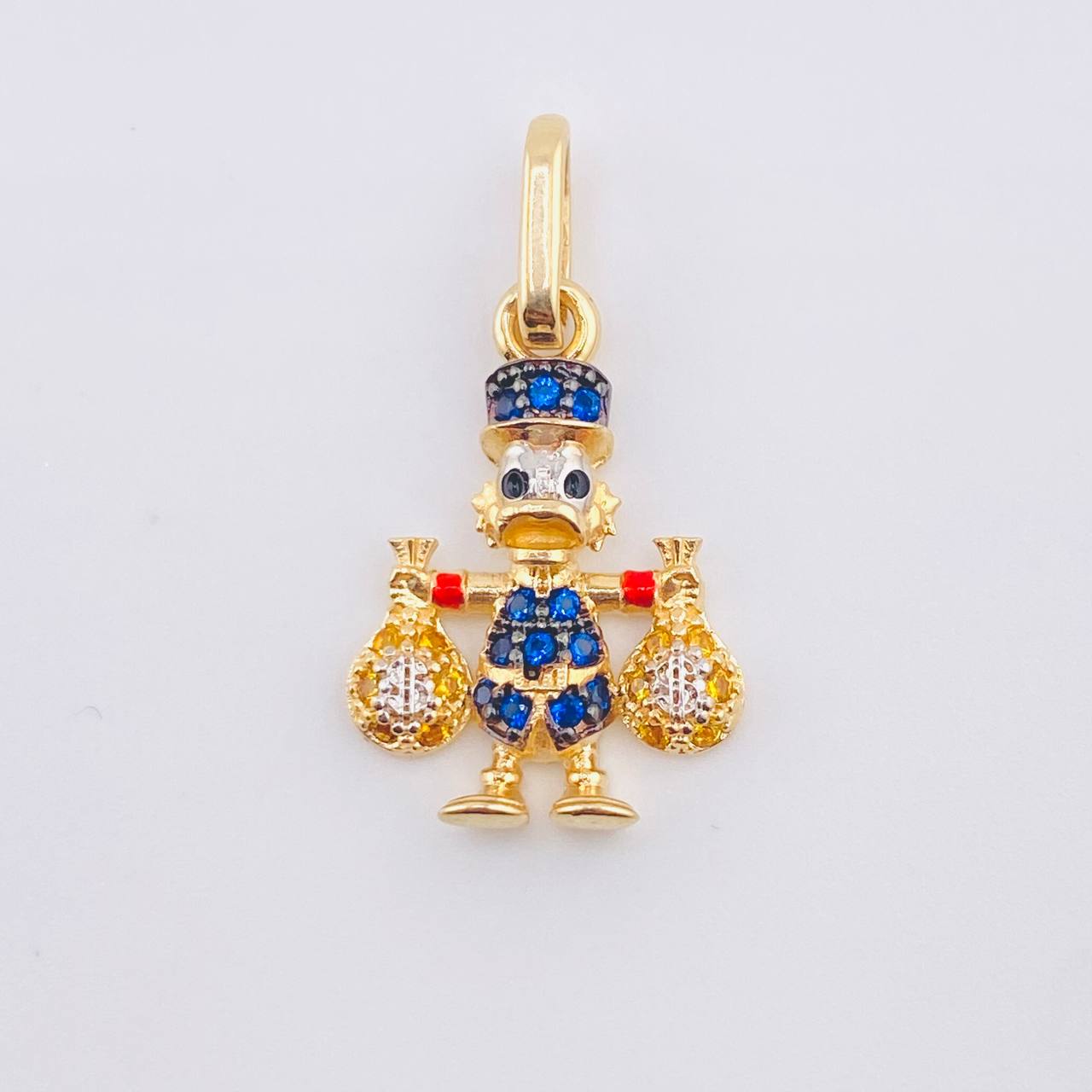 Duck Money Bag Pendant 1.6gr / 3/4 in / Two-tone Yellow White 18K Gold *