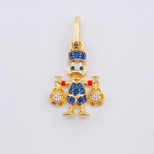 Dije Pato Bolsa Dinero 1.65gr / 3/4 in / Dos Oros Amarillo Blanco 18K