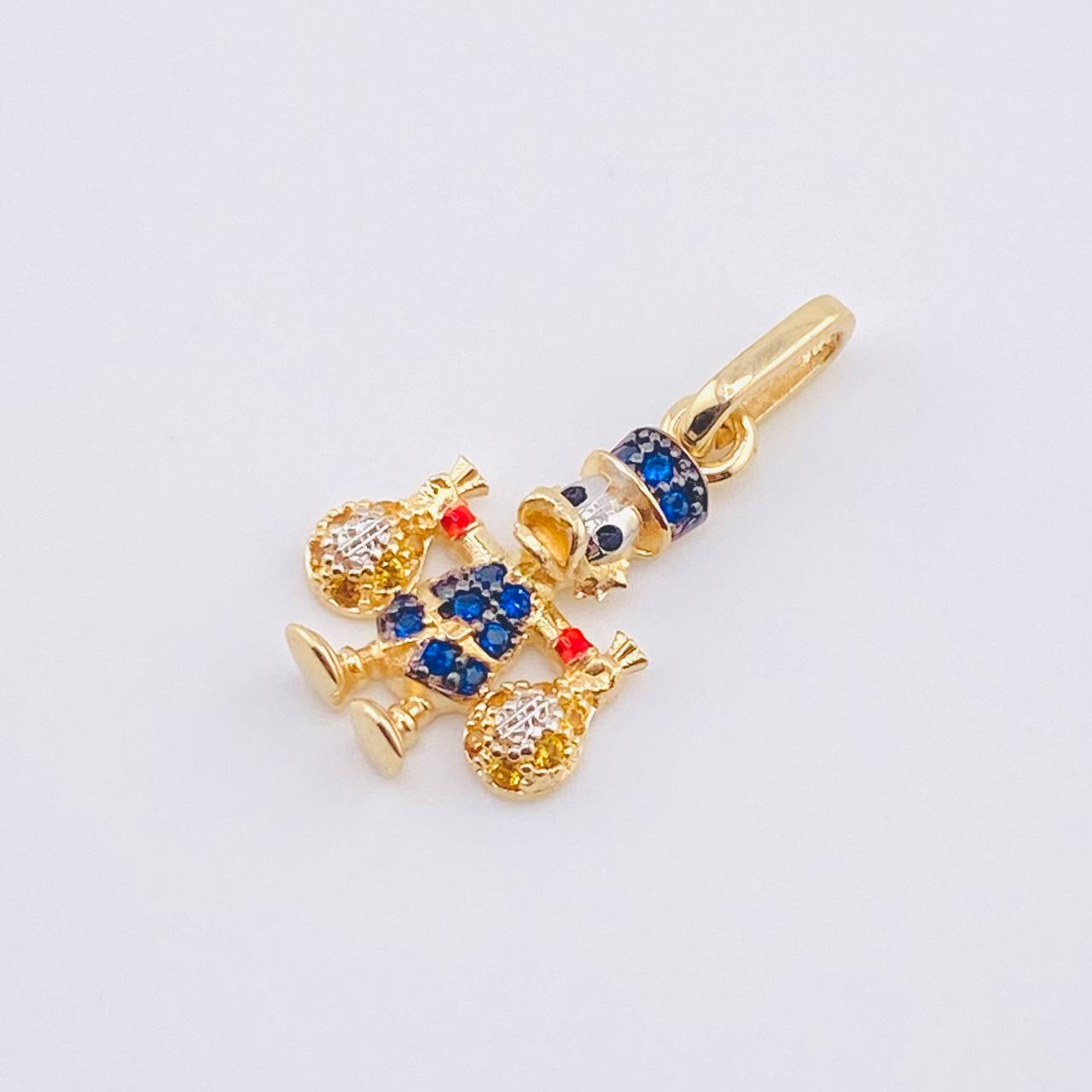 Duck Money Bag Pendant 1.35gr / 3/4 in / Two Yellow White Golds 18K