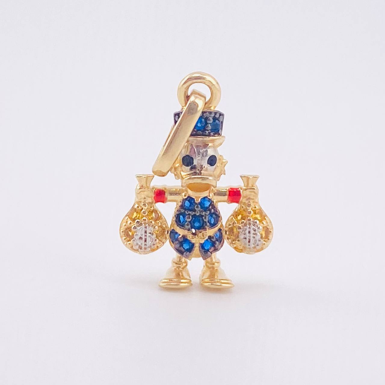 Duck Money Bag Pendant 1.35gr / 3/4 in / Two Yellow White Golds 18K