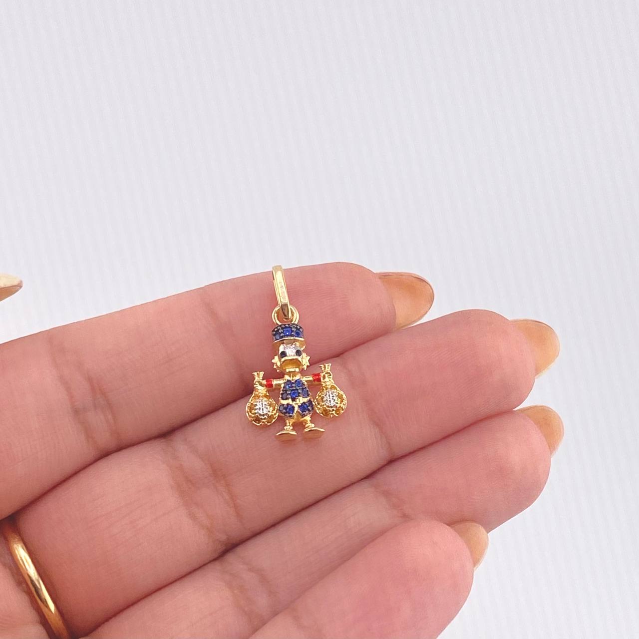 Duck Money Bag Pendant 1.6gr / 3/4 in / Two-tone Yellow White 18K Gold *