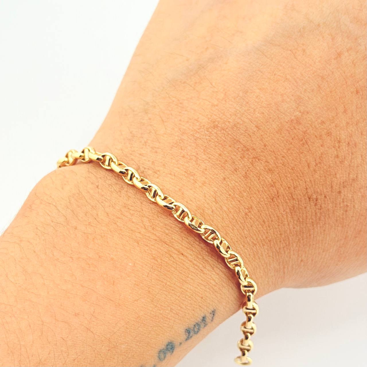 Flat Mariner Bracelet Volga 3.65gr / 7 3/4 in / 3.7mm Yellow Gold +3 18K *
