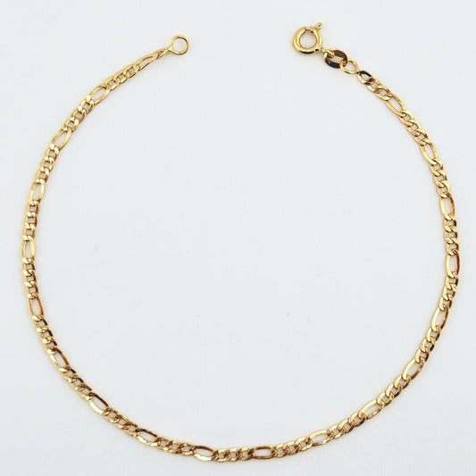 Tobillera Figaro 2.2gr / 9 3/4 in / 2.9mm Oro Amarillo +1 18K