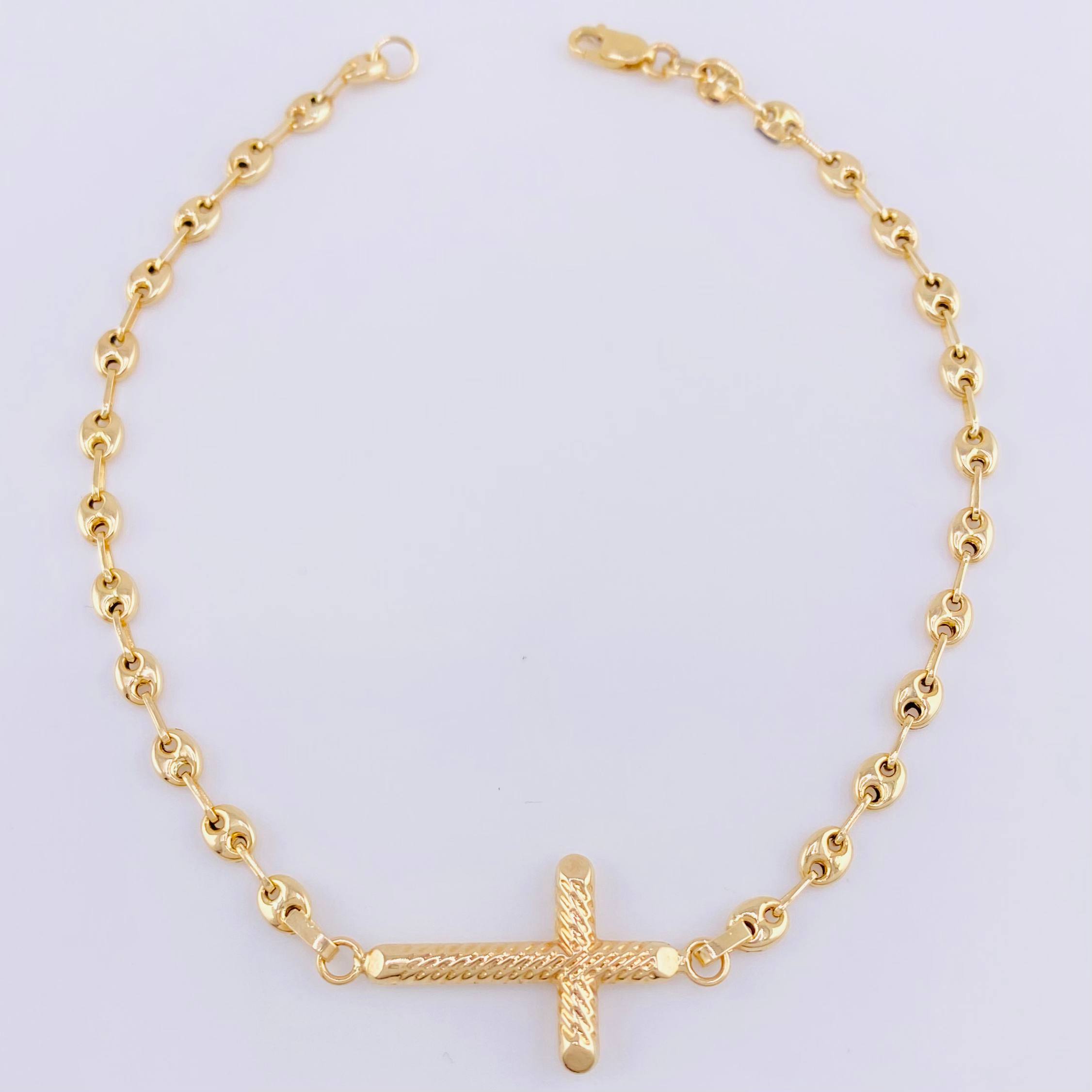 Bracelet Gc Charm Striped Cross 2.45 g / 7 1/4 in / 3.2 mm Yellow Gold 18K