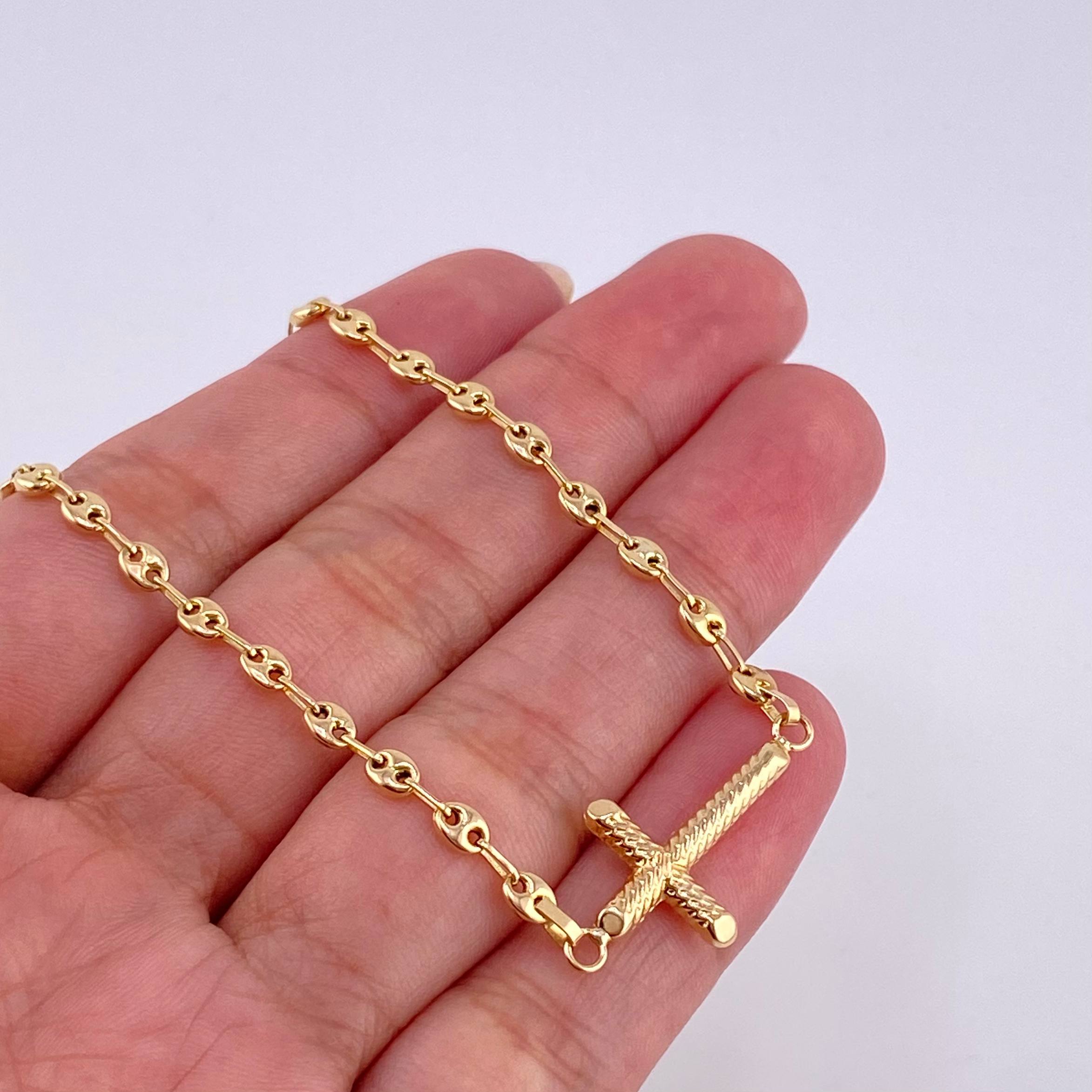Bracelet Gc Charm Striped Cross 2.45 g / 7 1/4 in / 3.2 mm Yellow Gold 18K