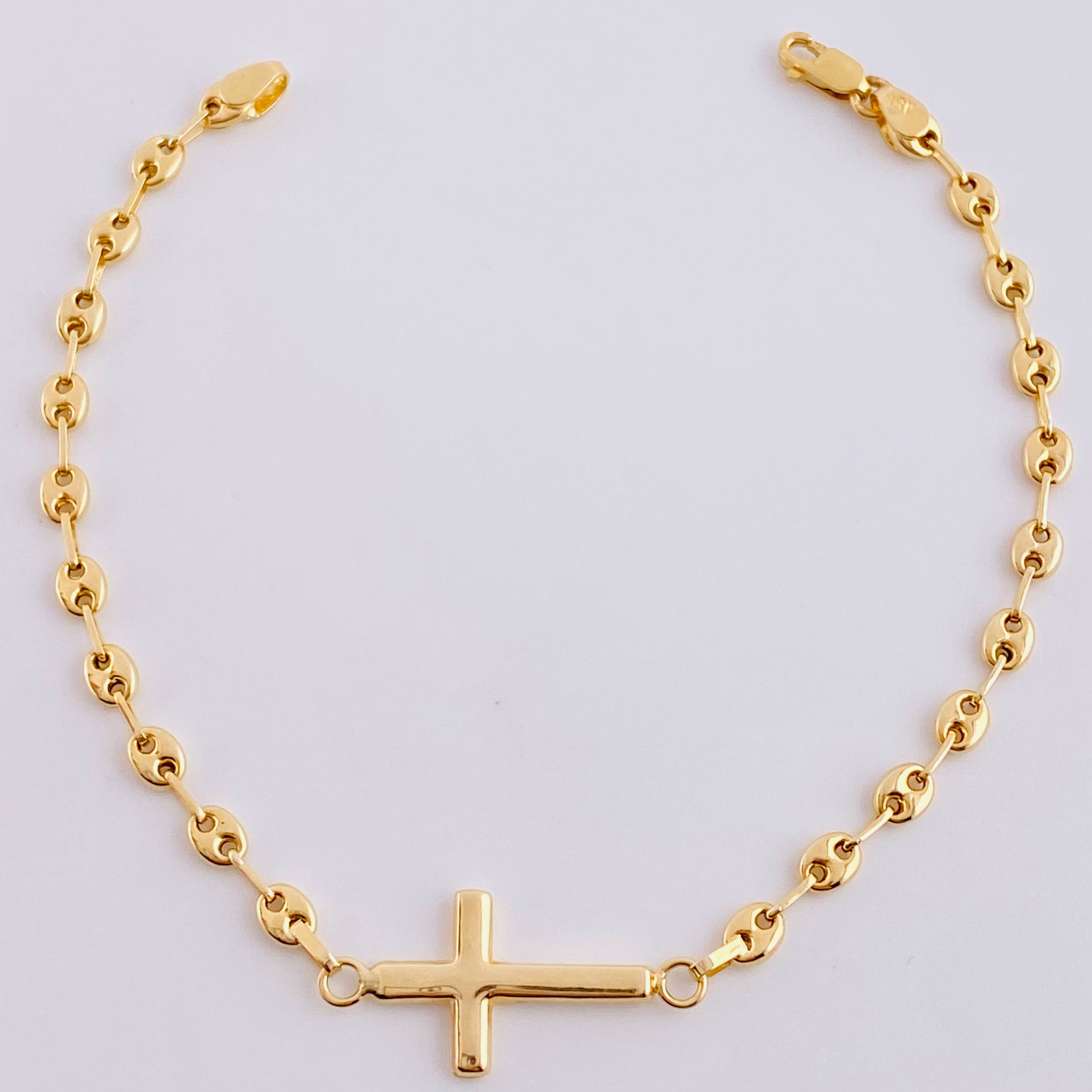 Plain Gc Charm Cross Bracelet 2.3 g / 6 1/2 in / 3.2 mm Yellow Gold 18K