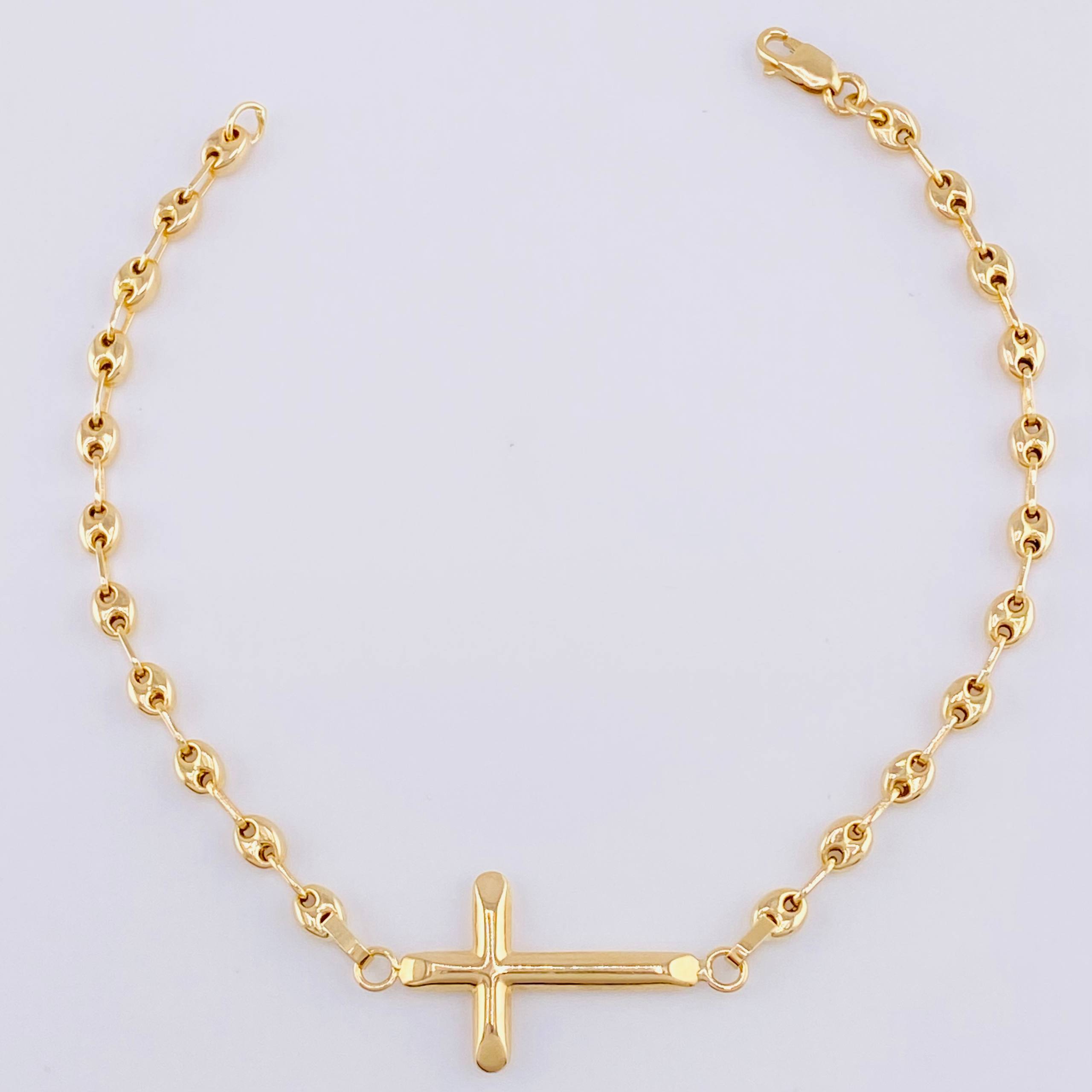 Bracelet Gc Charm Cross Flat Ends 2.45 g / 6 3/4 in / 3.2 mm Yellow Gold 18K