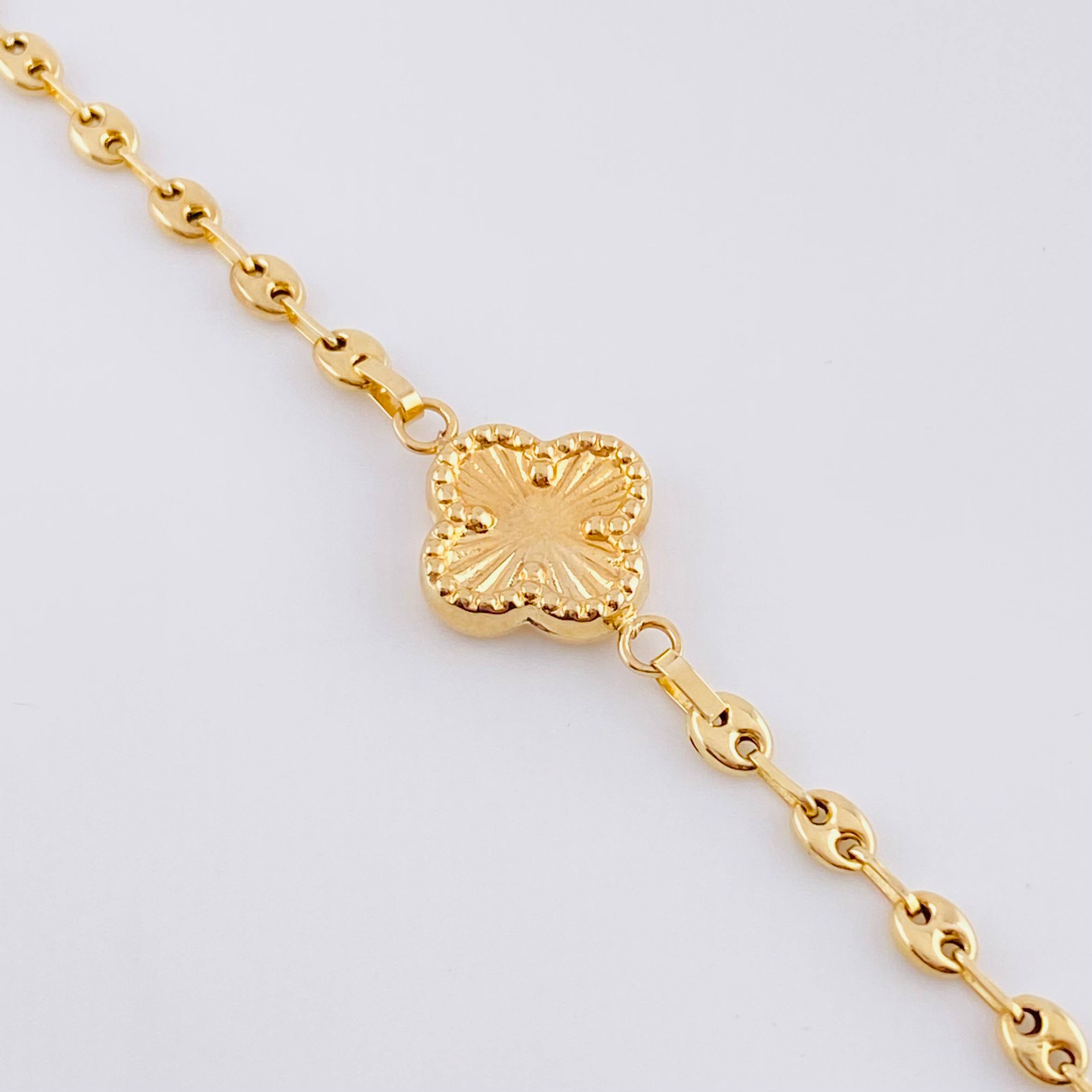 Bracelet Gc Charm Flower Clover 2.75 g / 7 1/4 in / 3.2 mm Yellow Gold 18K