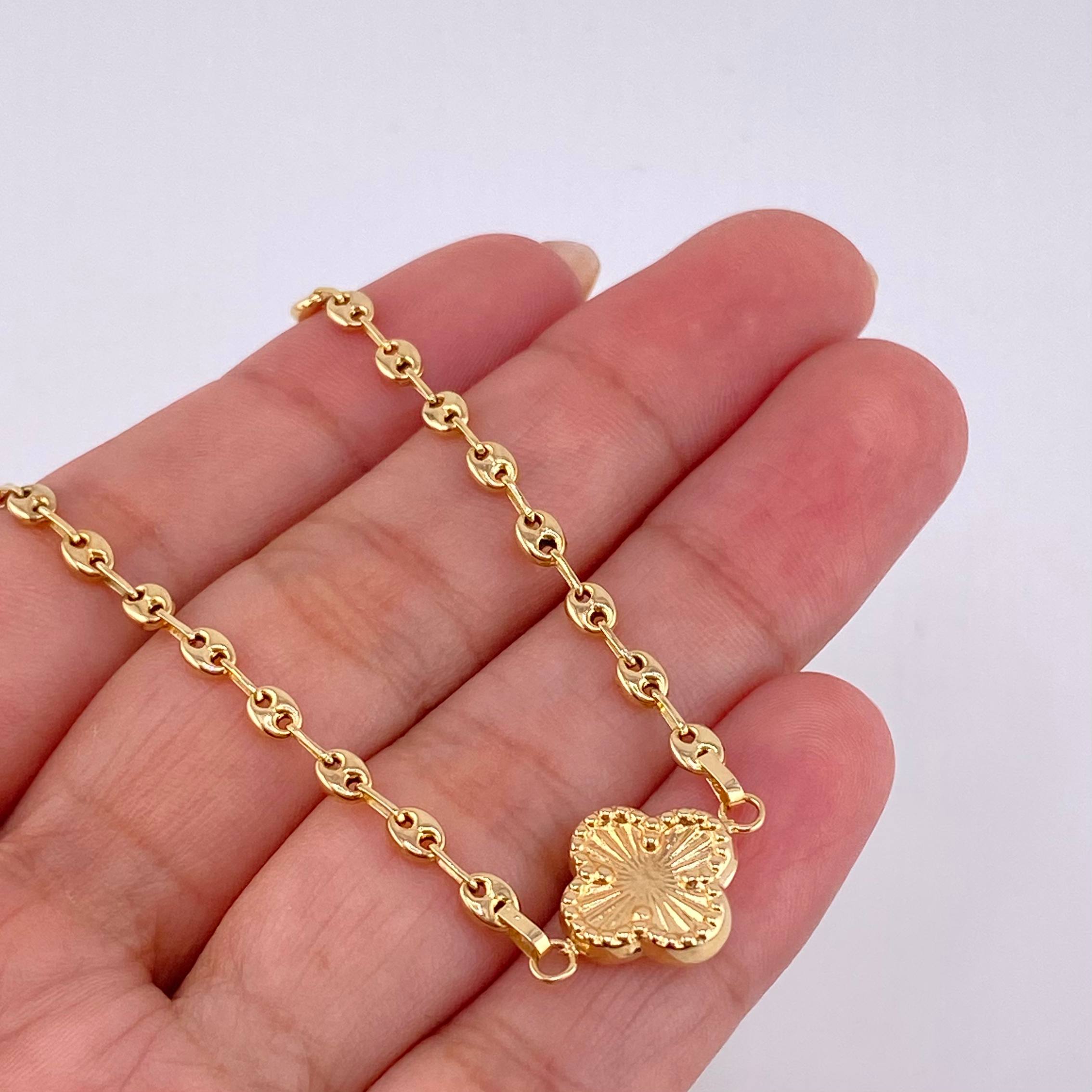 Bracelet Gc Charm Flower Clover 2.75 g / 7 1/4 in / 3.2 mm Yellow Gold 18K