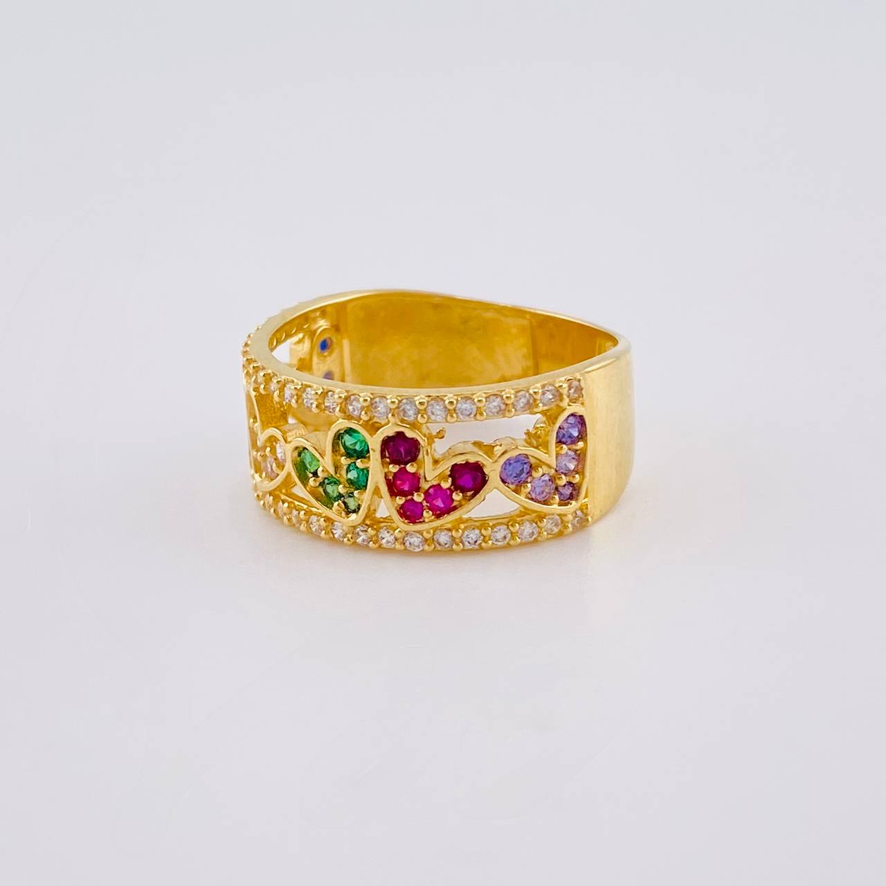 Anillo Carril Corazón 4.35 g / T5 3/4 Oro Amarillo 18K