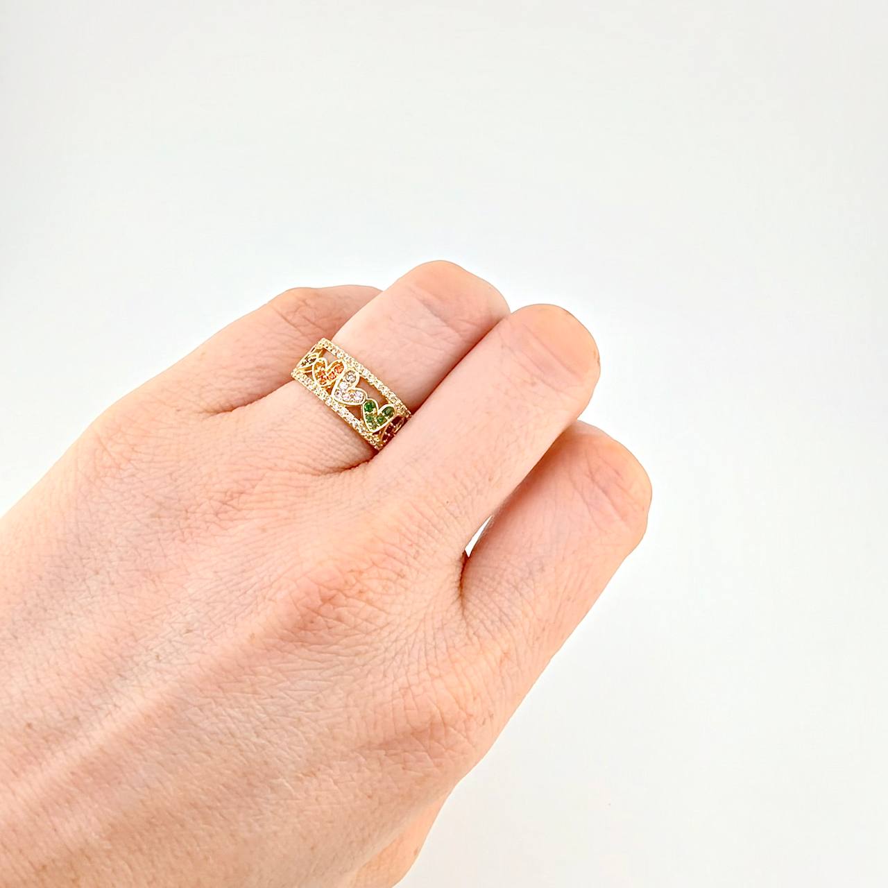 Anillo Carril Corazón 4.35 g / T5 3/4 Oro Amarillo 18K