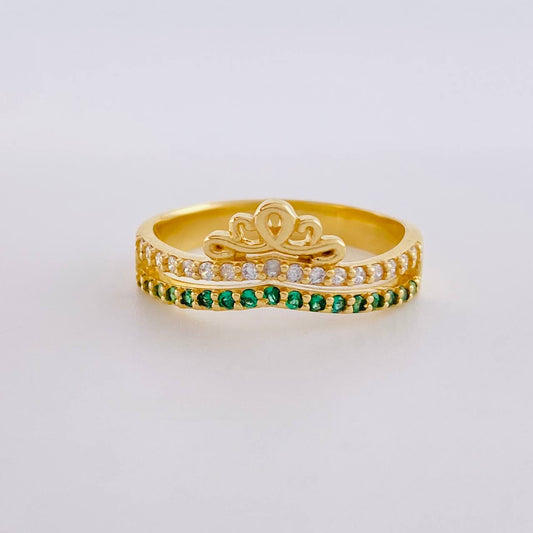 Anillo Corona Doble Linea 3.65 g / T7 3/4 Oro Amarillo 18K