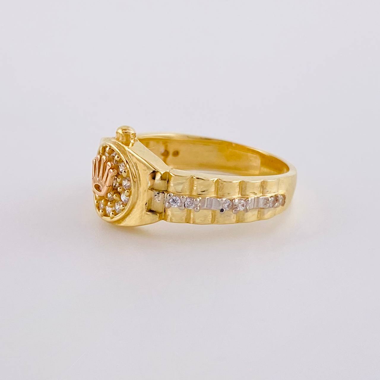 Anillo Correa Corona 4.15 g / T5 1/2 Dos Oro Amarillo Rosa 18K