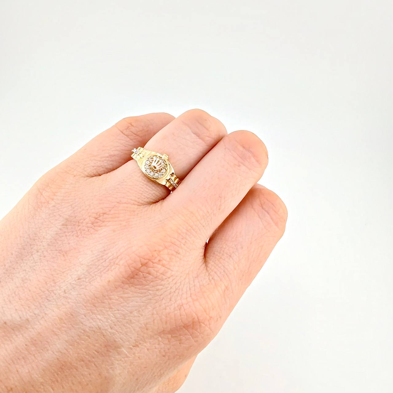 Anillo Correa Corona 4.15 g / T5 1/2 Dos Oro Amarillo Rosa 18K