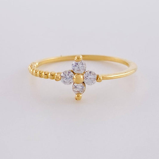 Anillo Flor Burbujas 1.25 g / T5 1/2 Oro Amarillo 18K