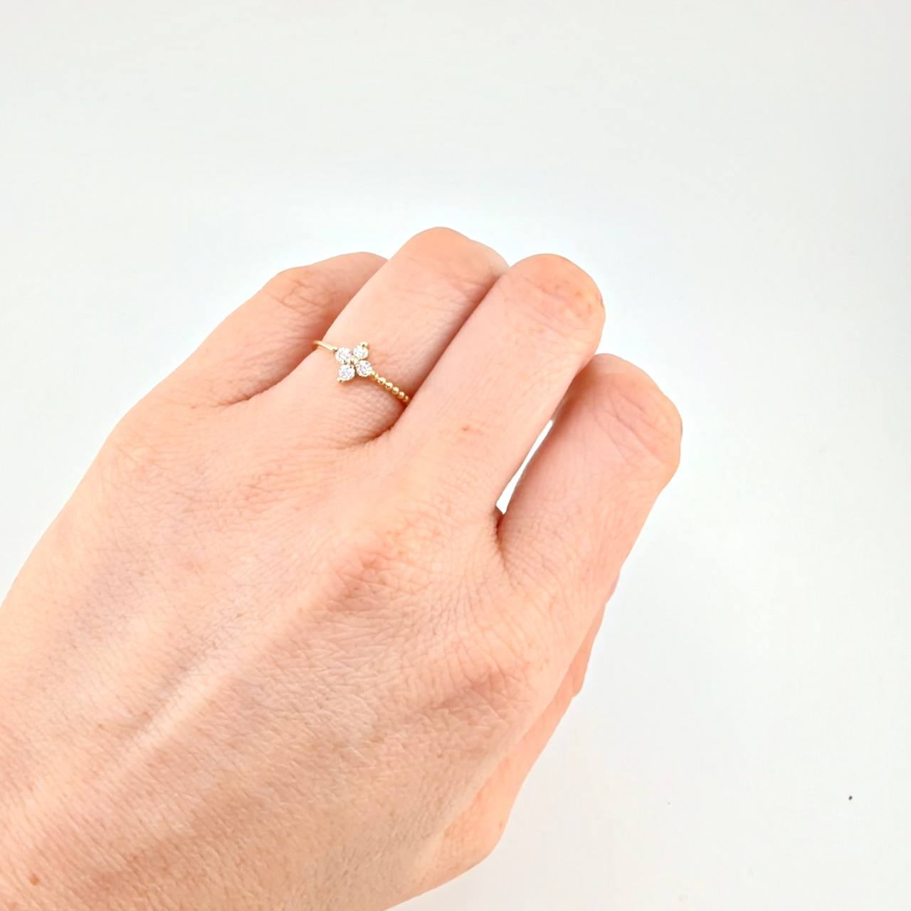 Anillo Flor Burbujas 1.25 g / T6 1/2 Oro Amarillo 18K