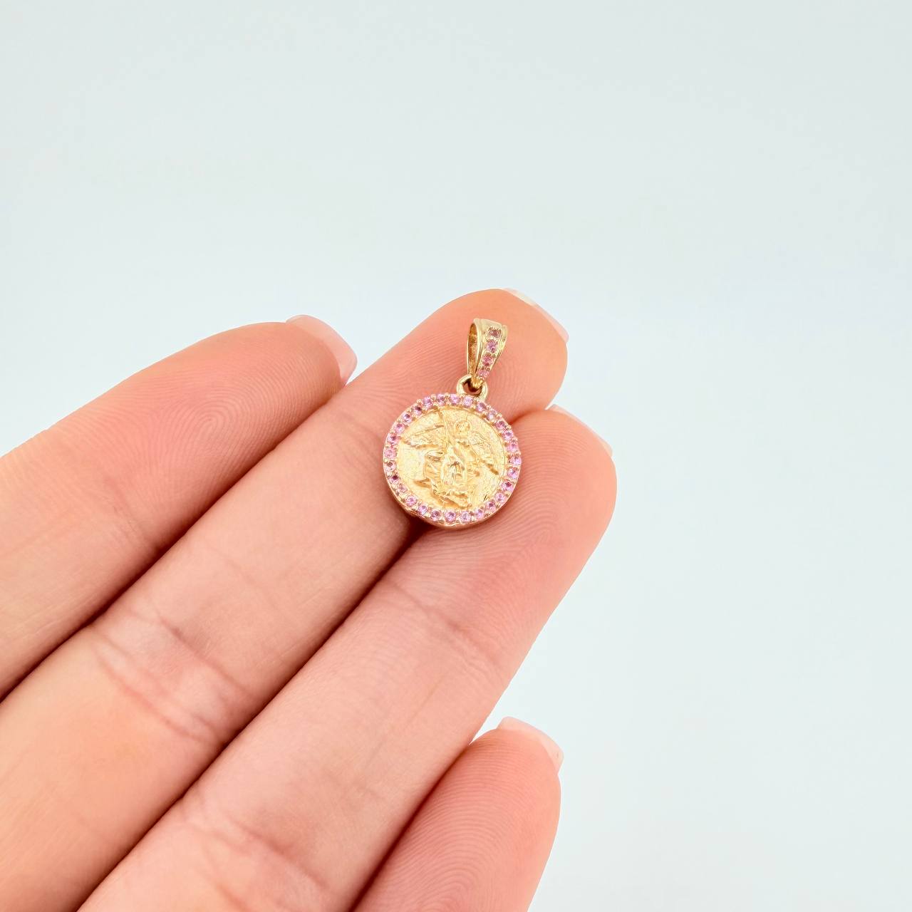 Dije Medalla San Miguel 1.95 g / 3/4 in Oro Amarillo 18K