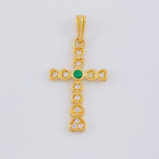 Dije Cruz Corazón 1.7 g / 1 1/4 in Oro Amarillo 18K