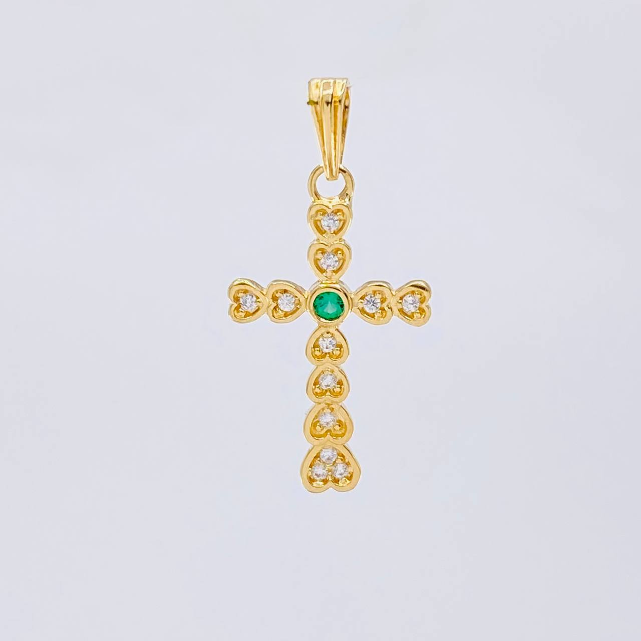 Dije Cruz Corazón 1.7 g / 1 1/4 in Oro Amarillo 18K