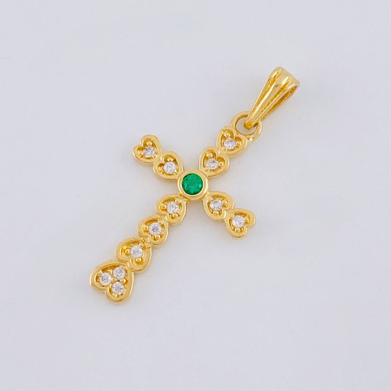 Dije Cruz Corazón 1.7 g / 1 1/4 in Oro Amarillo 18K