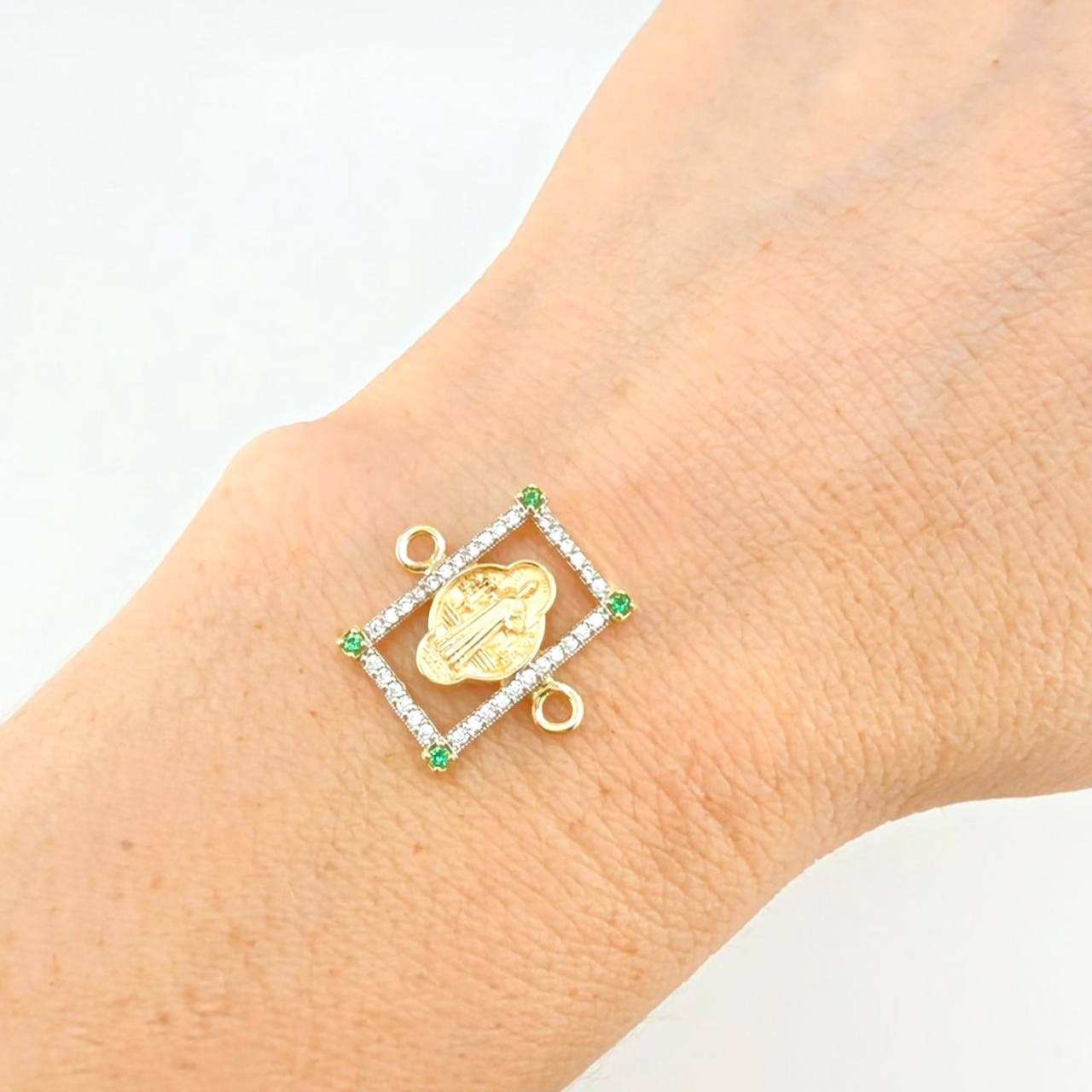 Herraje Marco San Benito 2.1 g / 3/4 in Dos Oros Amarillo Blanco 18K