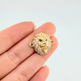 Charm Lion Face 4.7 g / 1 in Two Golds Yellow White 18K