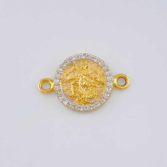 Charm Medal Saint Michael 1.55 g / 3/4 in Two Golds Yellow White 18K