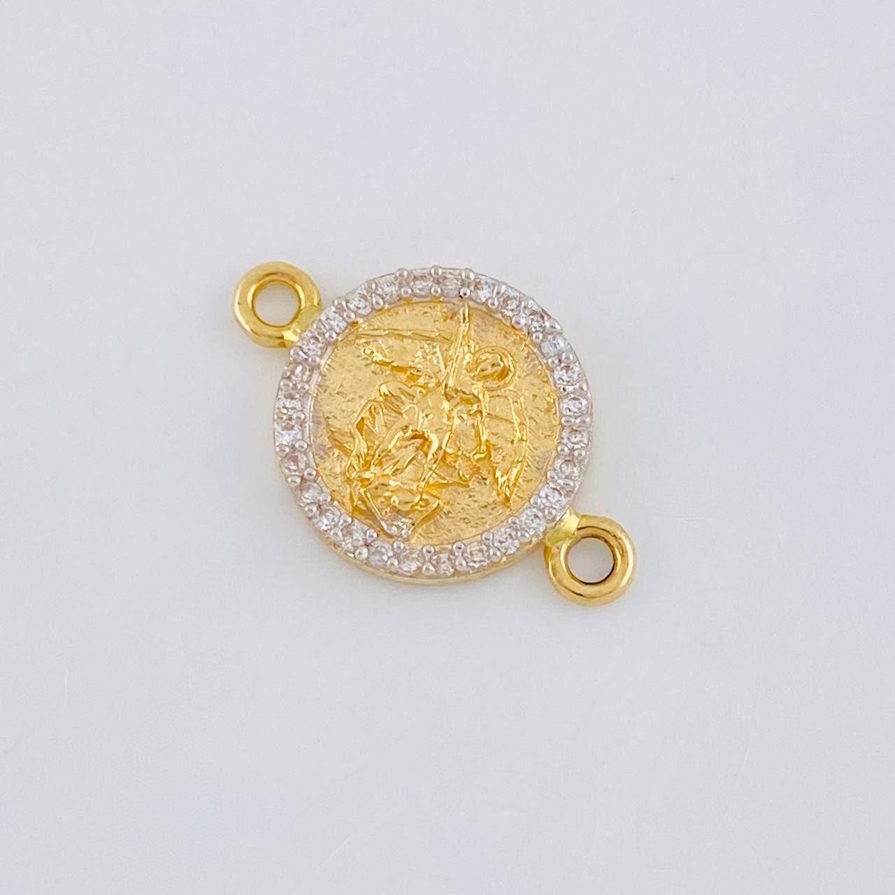 Charm Medal Saint Michael 1.55 g / 3/4 in Two Golds Yellow White 18K