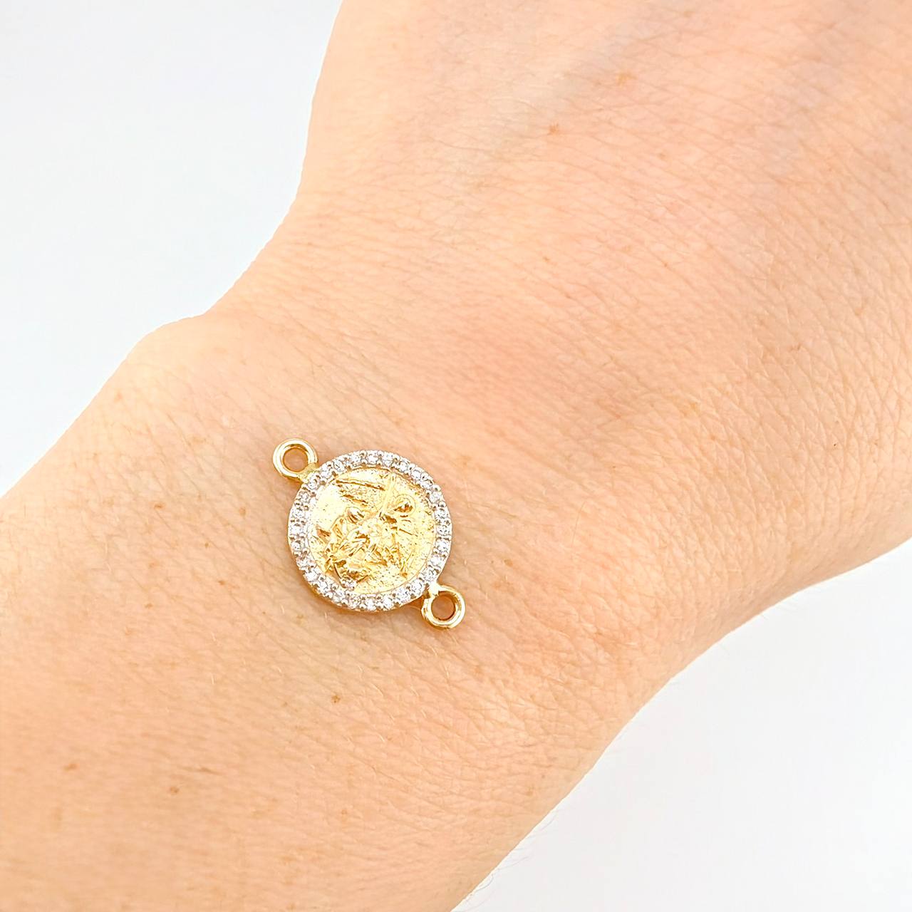 Charm Medal Saint Michael 1.55 g / 3/4 in Two Golds Yellow White 18K