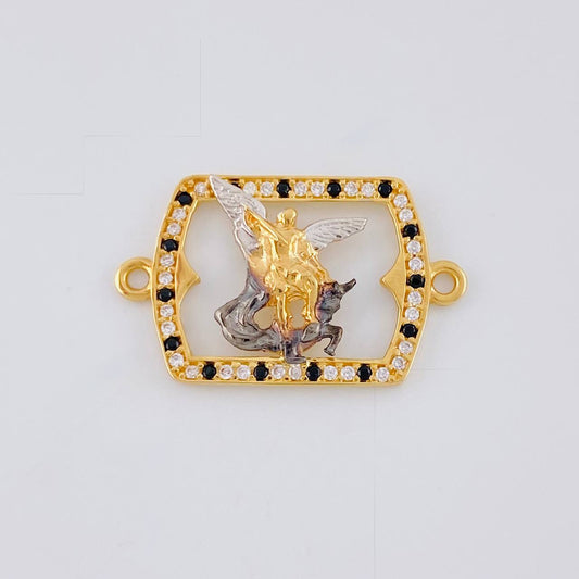 Herraje Marco San Miguel Arcangel 1.9 g / 1 in Dos Oros Amarillo Blanco 18K