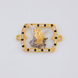 Charm Frame Saint Michael Archangel 1.9 g / 1 in Two-Tone Yellow White Gold 18K
