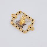 Charm Frame Saint Michael Archangel 1.9 g / 1 in Two-Tone Yellow White Gold 18K