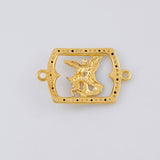 Charm Frame Saint Michael Archangel 1.9 g / 1 in Two-Tone Yellow White Gold 18K