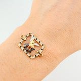Charm Frame Saint Michael Archangel 1.9 g / 1 in Two-Tone Yellow White Gold 18K