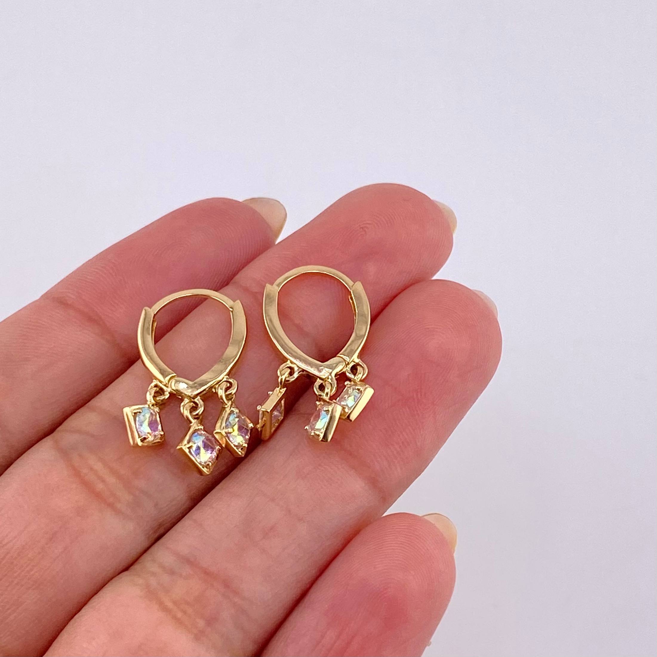 Candongas Rombos Colgantes 3.4 g / 3/4 in Oro Amarillo 18K