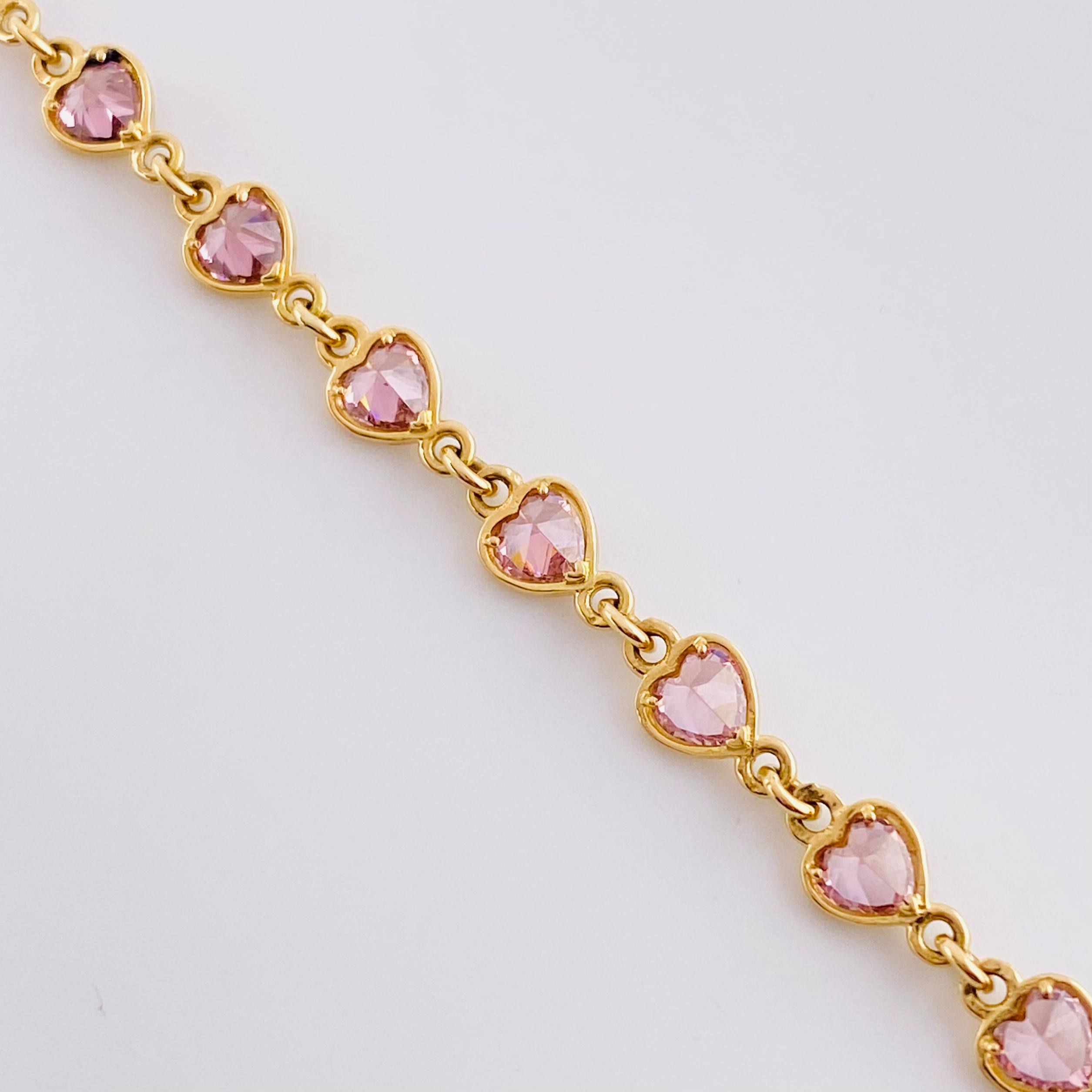 Pulso Secuencia De Corazones 6.3 g / 7 1/4 in / 5.15 mm Oro Amarillo 18K