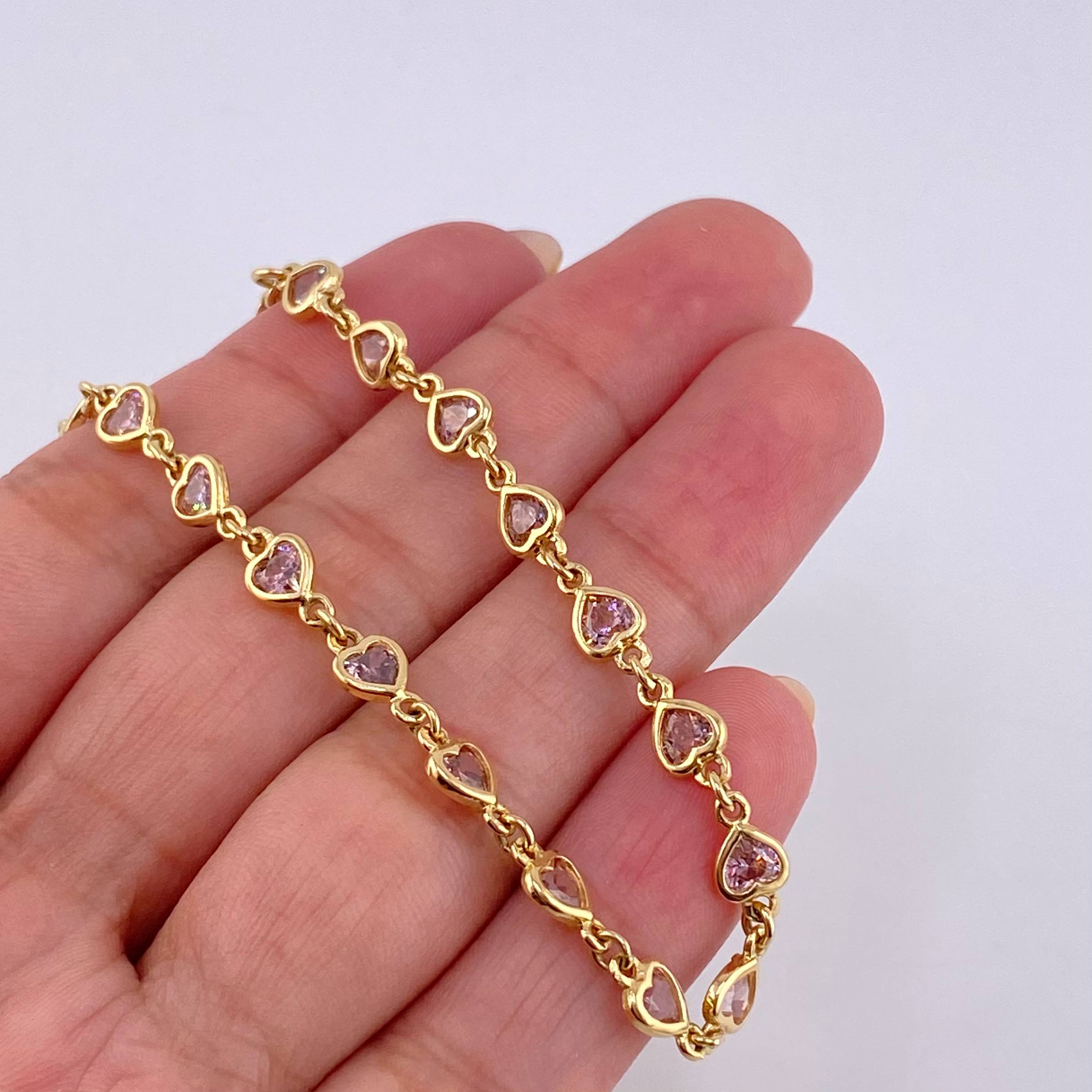 Pulso Secuencia De Corazones 6.3 g / 7 1/4 in / 5.15 mm Oro Amarillo 18K