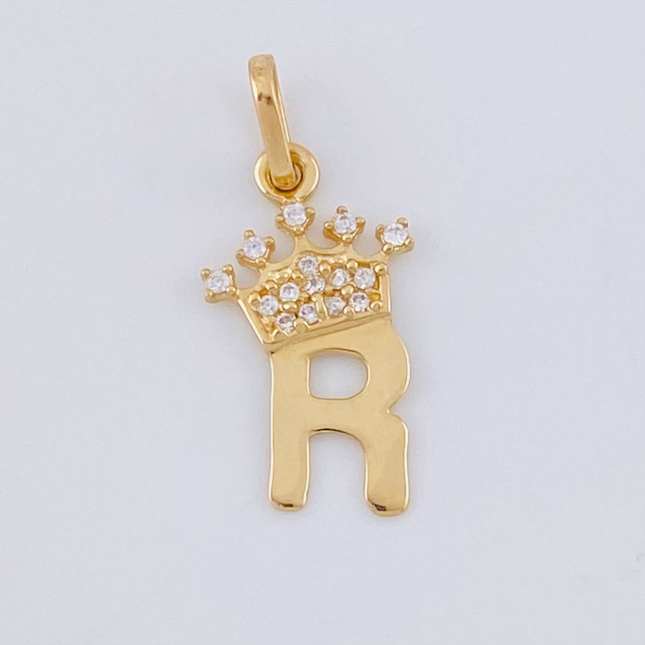 Pendant Letter R Crown 0.85g / 3/4 in Yellow Gold 18K