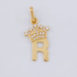 Pendant Letter R Crown 0.85g / 3/4 in Yellow Gold 18K
