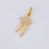 Pendant Letter R Crown 0.85g / 3/4 in Yellow Gold 18K