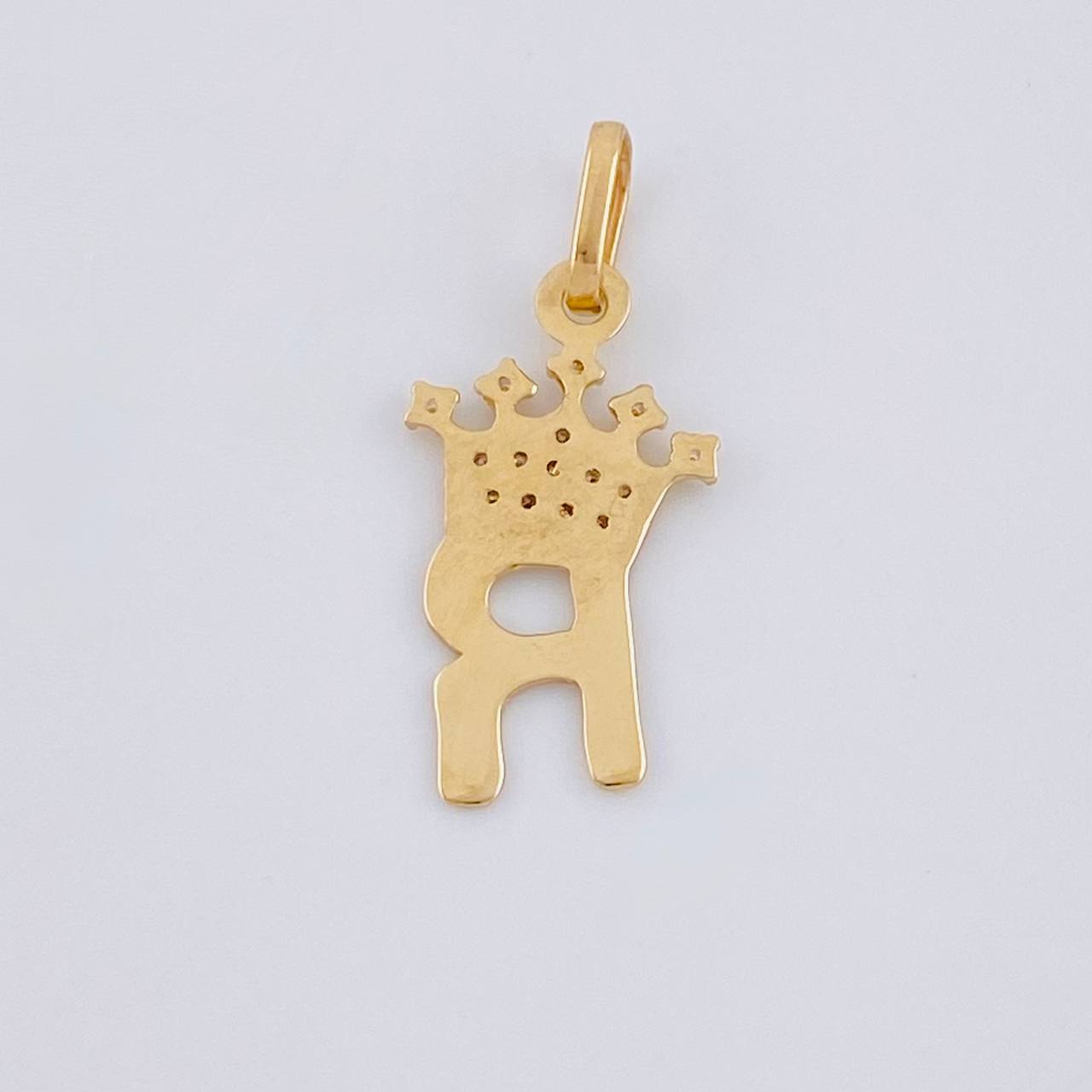 Pendant Letter R Crown 0.85g / 3/4 in Yellow Gold 18K