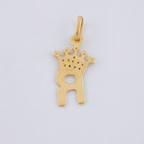 Pendant Letter R Crown 0.85g / 3/4 in Yellow Gold 18K