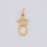 Pendant Letter O Crown 0.75g / 3/4 in Yellow Gold 18K