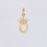 Pendant Letter O Crown 0.75g / 3/4 in Yellow Gold 18K