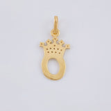 Pendant Letter O Crown 0.75g / 3/4 in Yellow Gold 18K