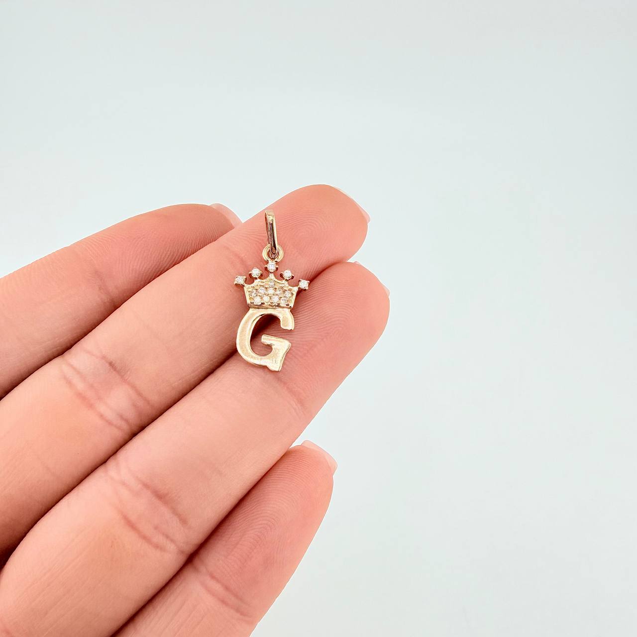 Pendant Letter G Crown 0.8g / 3/4 in Yellow Gold 18K