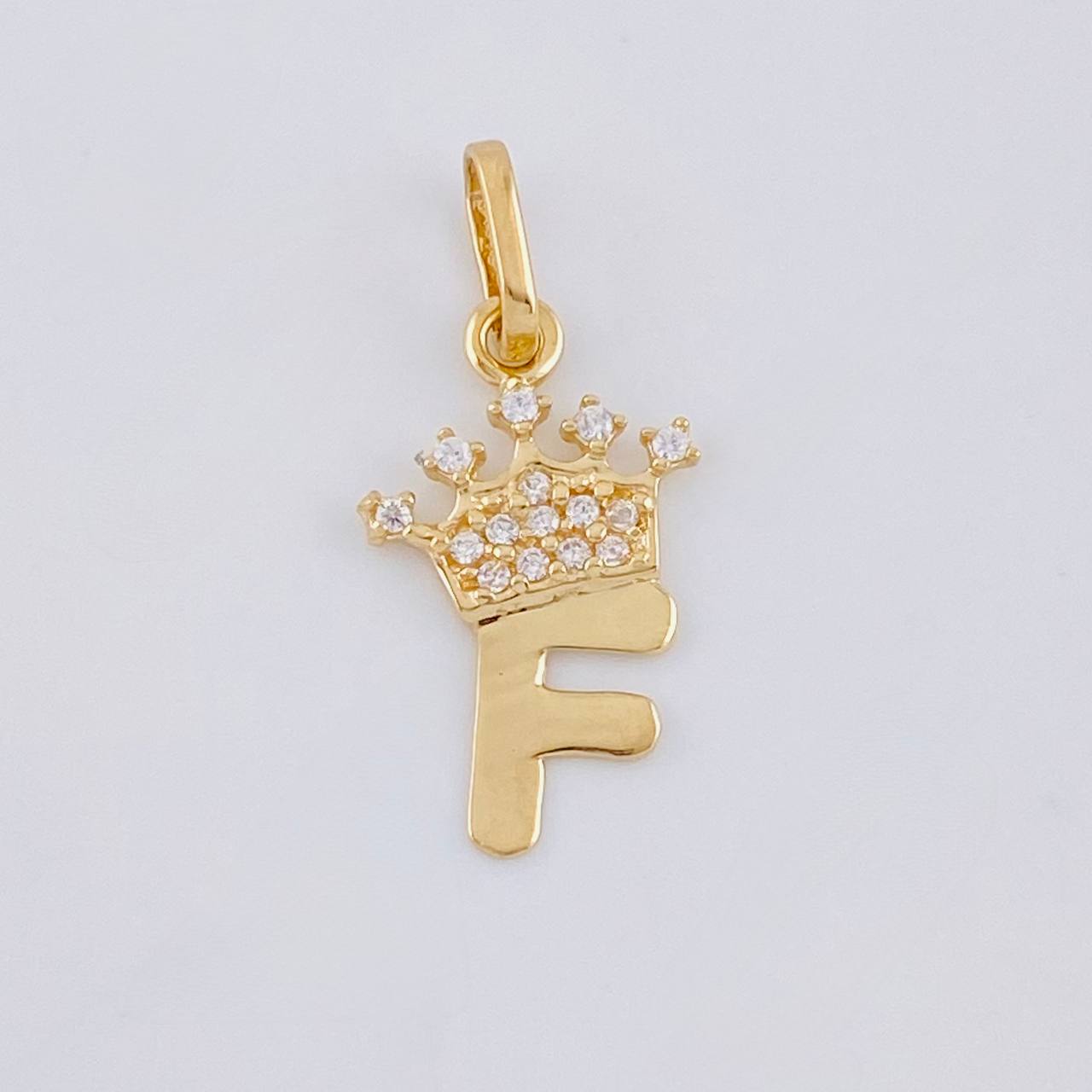Pendant Letter F Crown 0.85g / 3/4 in Yellow Gold 18K