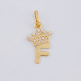 Pendant Letter F Crown 0.85g / 3/4 in Yellow Gold 18K